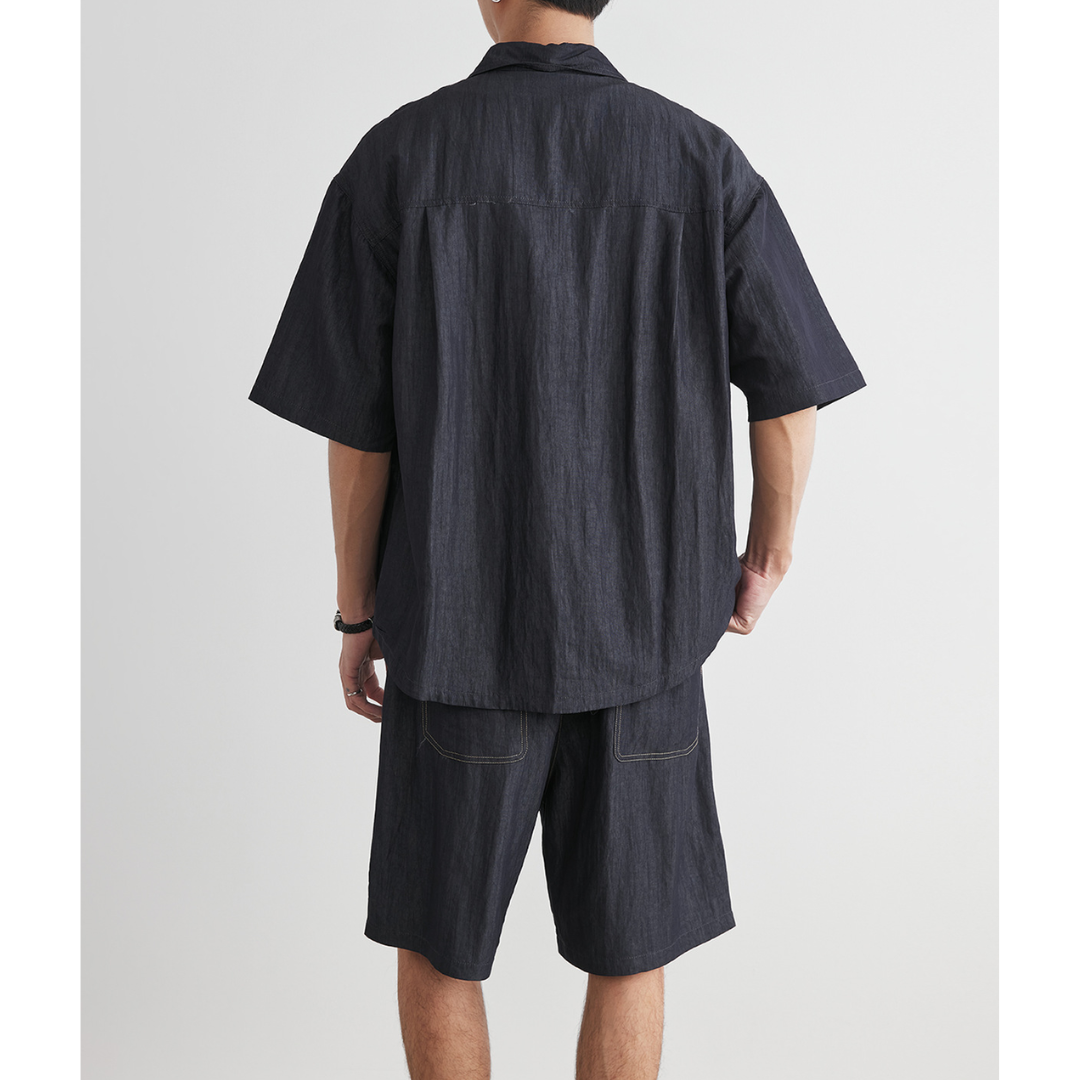 ビスコースナイロン　フラップシャツ　ショートパンツ　セットアップ　N1468