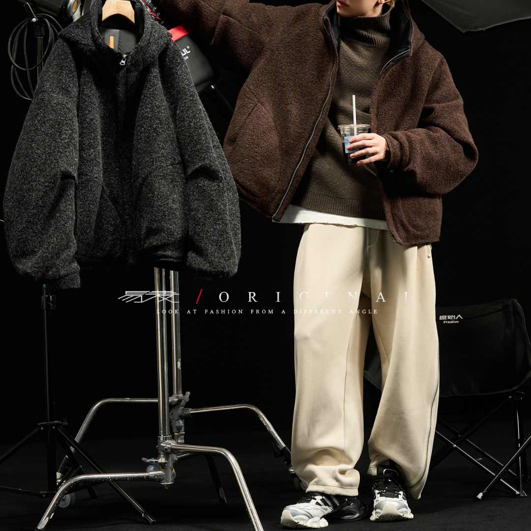 【Y.M.ORIGINAL】ホワイトグースダウン　ツイード　フードジャケット　N845