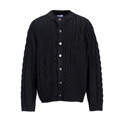 クレイジー ケーブルニット クルーネック カーディガン　N942