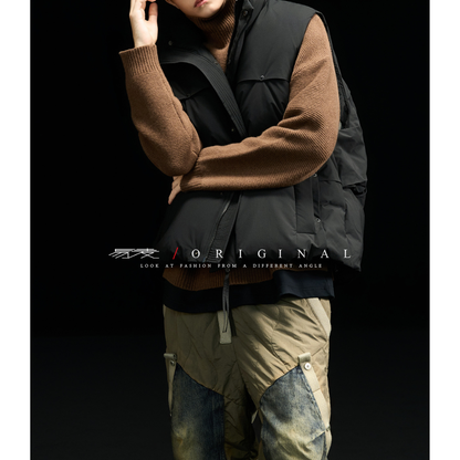 [YMORIGINAL] White Duck Down Fly Front Vest N870