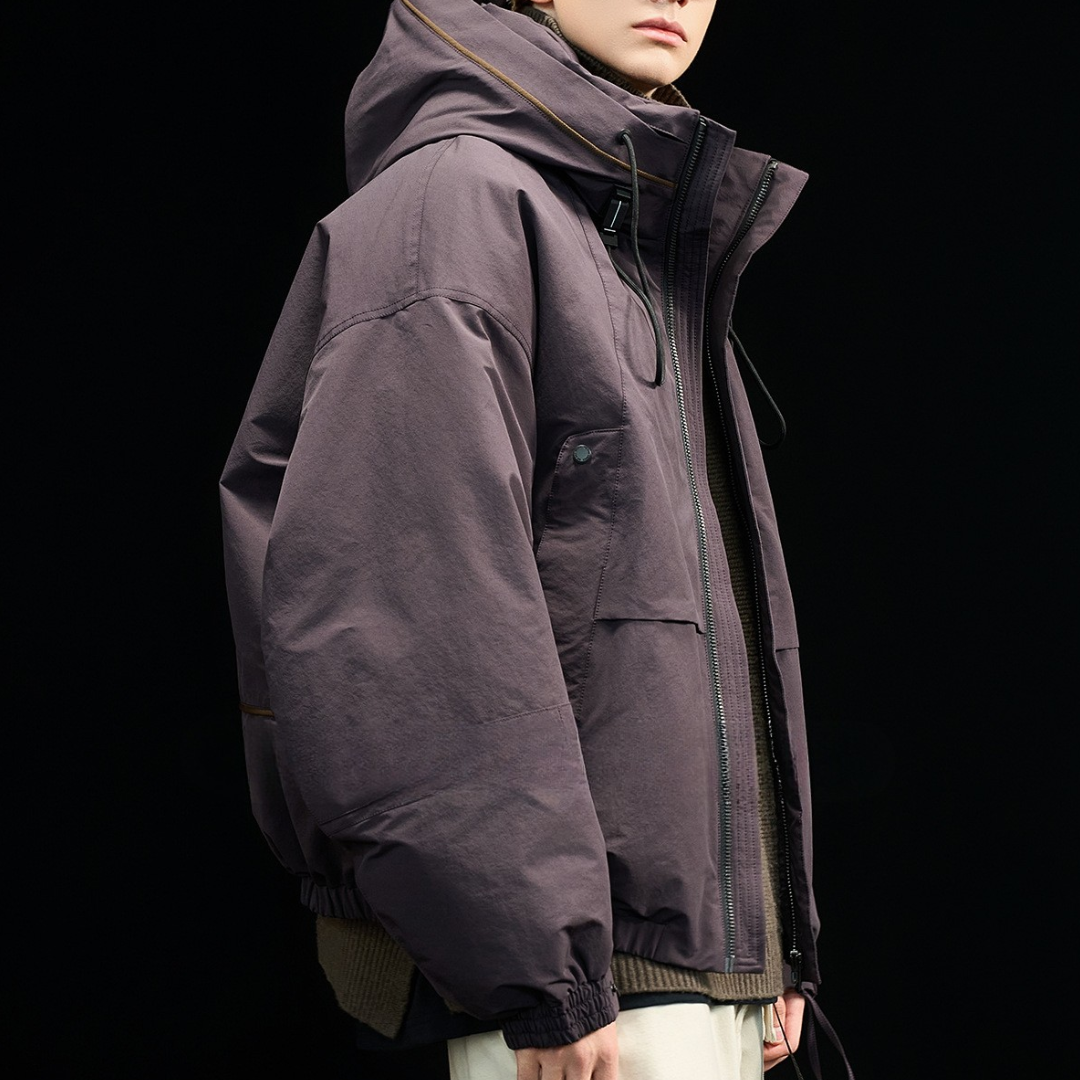 [YMORIGINAL] White Duck Down High Neck Hooded Jacket N854