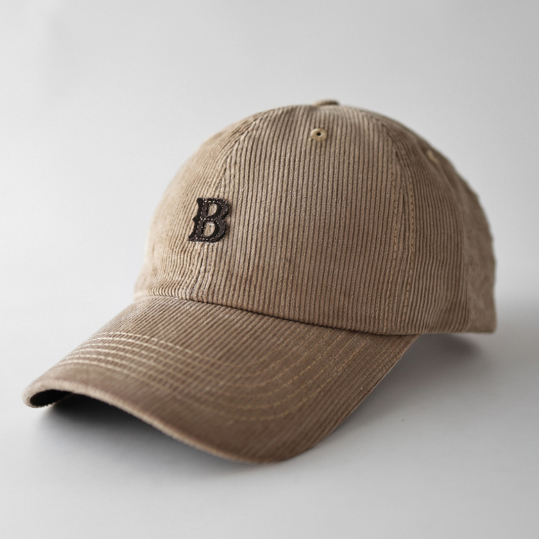 【B】ポイントロゴ コーデュロイキャップ N597 カーキ