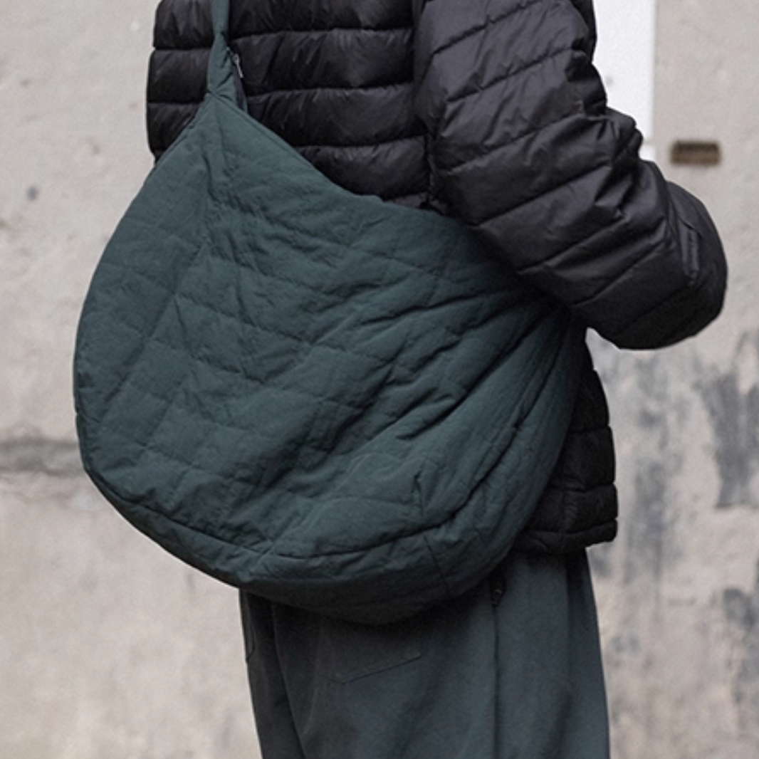Quilted Big Shoulder Bag N710 Dark Green