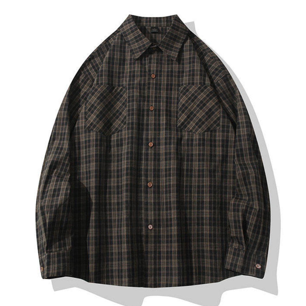 Double Pocket Retro Check Shirt N1252 ブラック