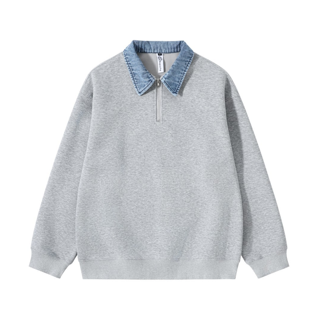 Denim Color Half-Zip Sweatshirt N1643 ライトグレー