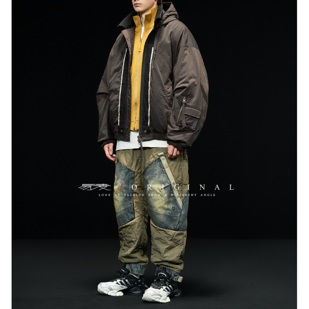 [YMORIGINAL] White Duck Down Denim Layered Hooded Jacket N846