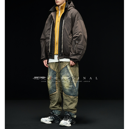 [YMORIGINAL] White Duck Down Denim Layered Hooded Jacket N846