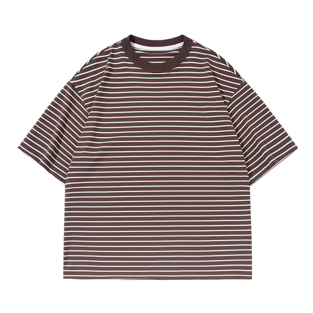 細ボーダー　ストレッチレーヨン　Tシャツ　N1632