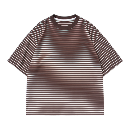 細ボーダー　ストレッチレーヨン　Tシャツ　N1632