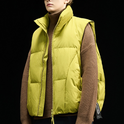 【Y.M.ORIGINAL】ホワイトダックダウン　ZIPスタンドカラー　ベスト　N871