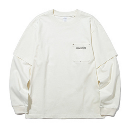 YOUXISHE　フェイクレイヤード　長袖Tシャツ　N033