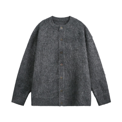 シャギーニット　クルーネック　カーディガン　N940