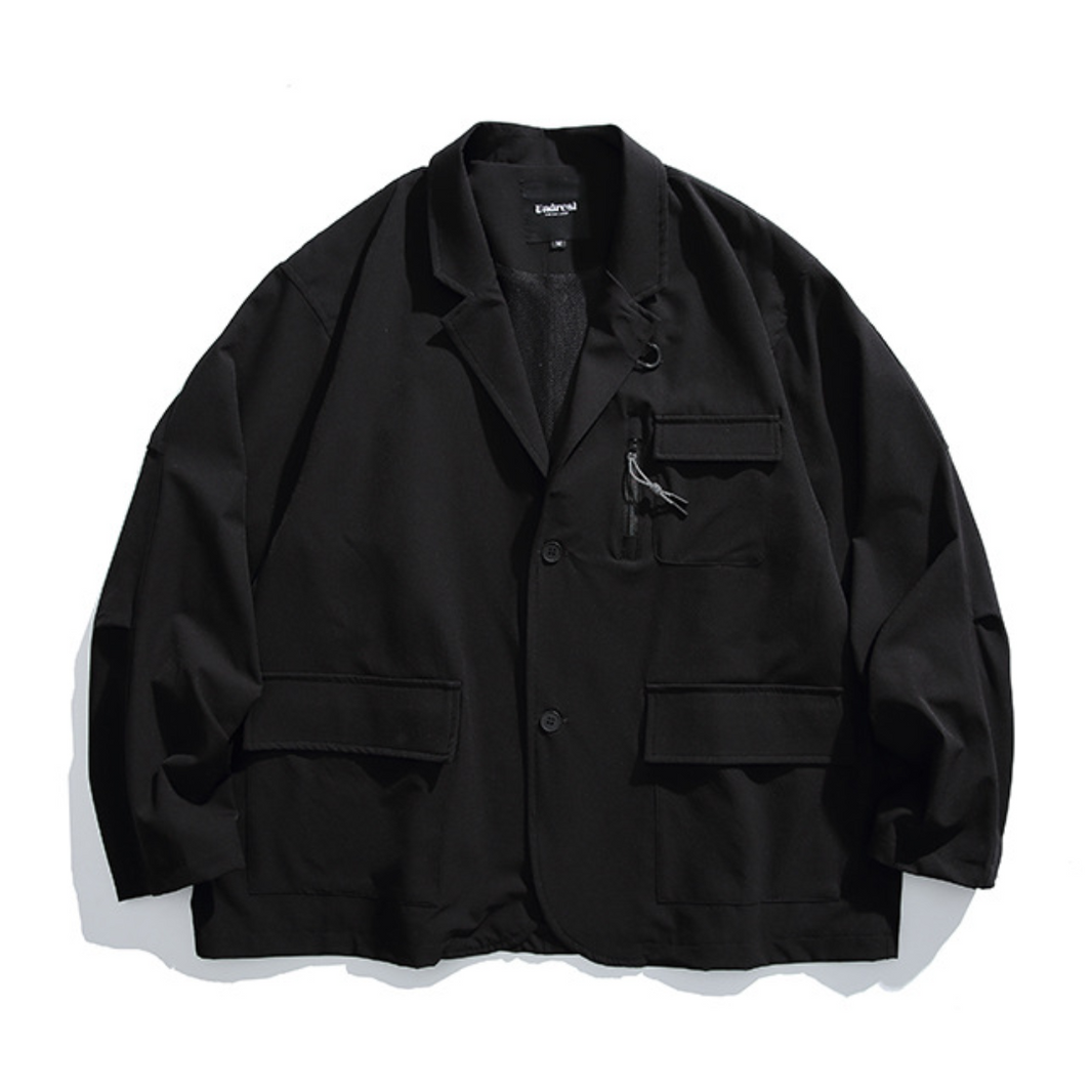 Mesh-lined casual tailored jacket N039 black