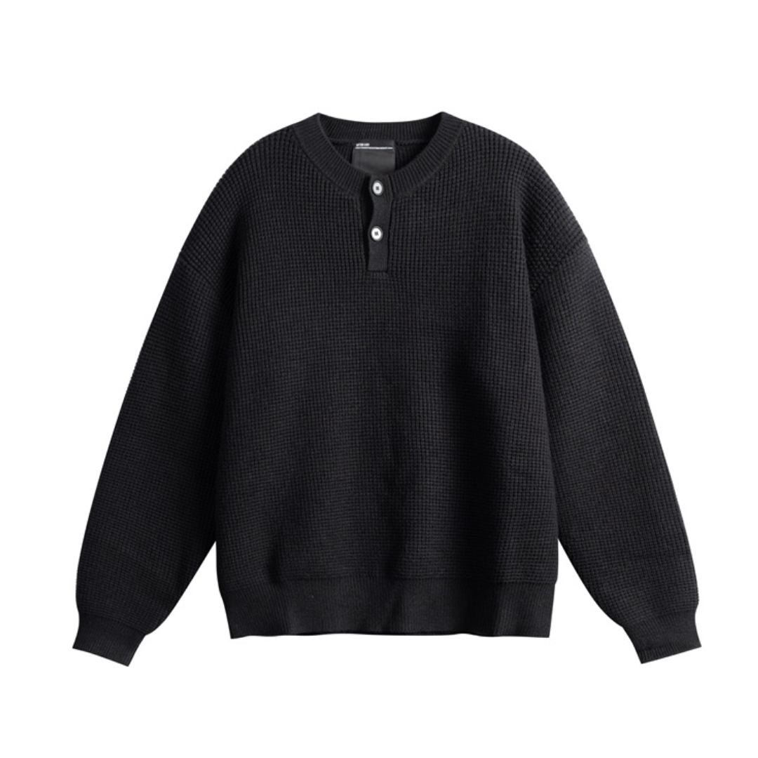 ワッフル　ヘンリーネック　ニット　N1017