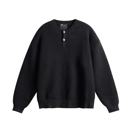 ワッフル　ヘンリーネック　ニット　N1017
