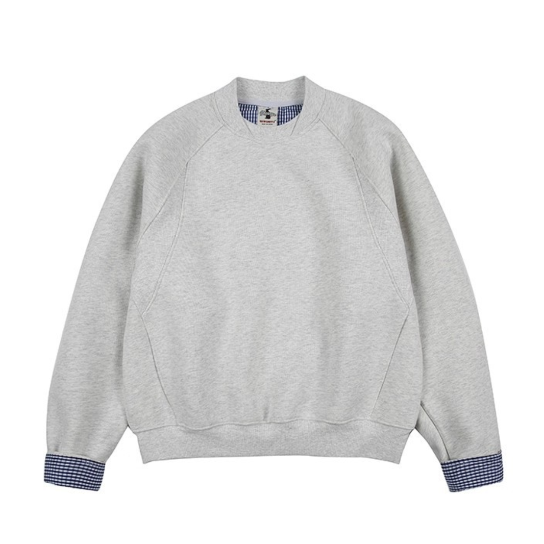 Rolled-Up Check Sweatshirt N1331 light gray