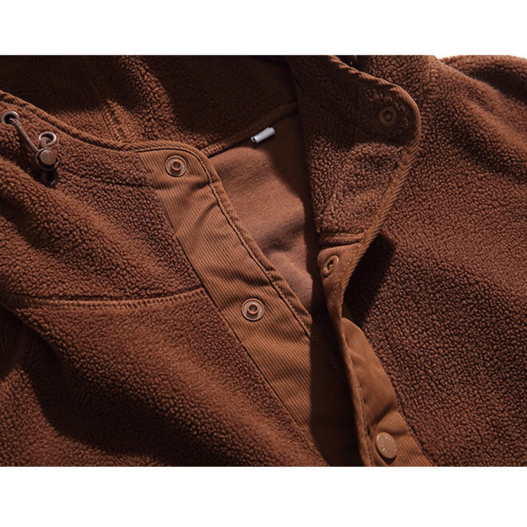 Half button fleece hooded pullover C245