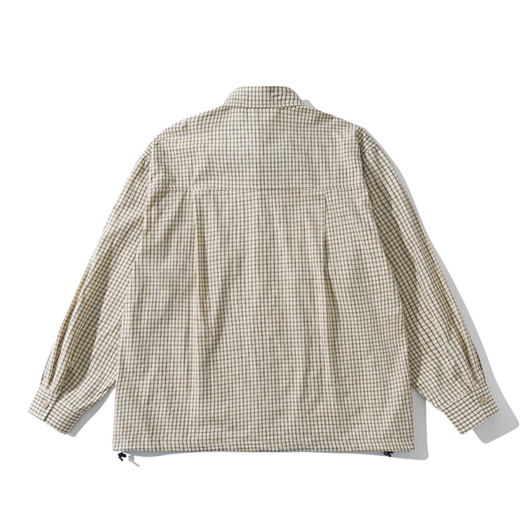 ダブルフラップ　ドローコードヘム　チェックシャツ　N1247
