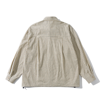 ダブルフラップ　ドローコードヘム　チェックシャツ　N1247