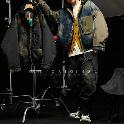 [YMORIGINAL] White Duck Down Denim Layered Jacket N856