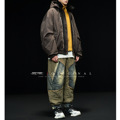 [YMORIGINAL] White Duck Down Denim Layered Hooded Jacket N846