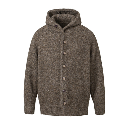 ウール混 シャギーニット フード カーディガン　N939