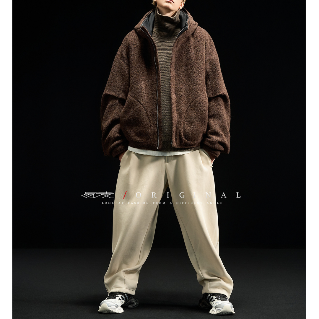 【Y.M.ORIGINAL】ホワイトグースダウン　ツイード　フードジャケット　N845