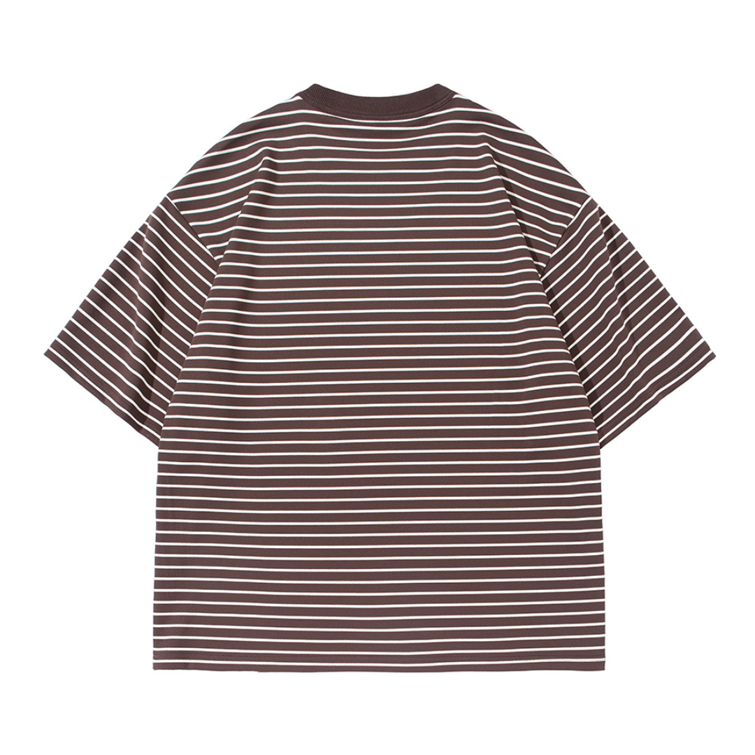 細ボーダー　ストレッチレーヨン　Tシャツ　N1632