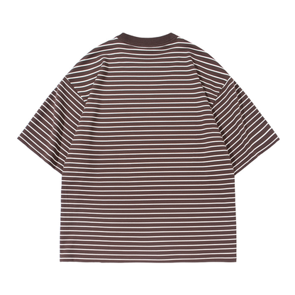細ボーダー　ストレッチレーヨン　Tシャツ　N1632