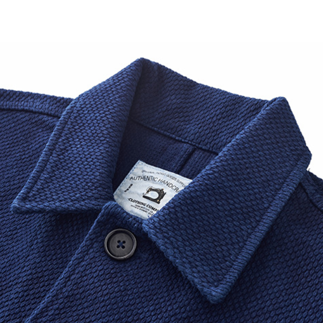 インディゴ染料め　刺し子織り　ジャケット　N1329