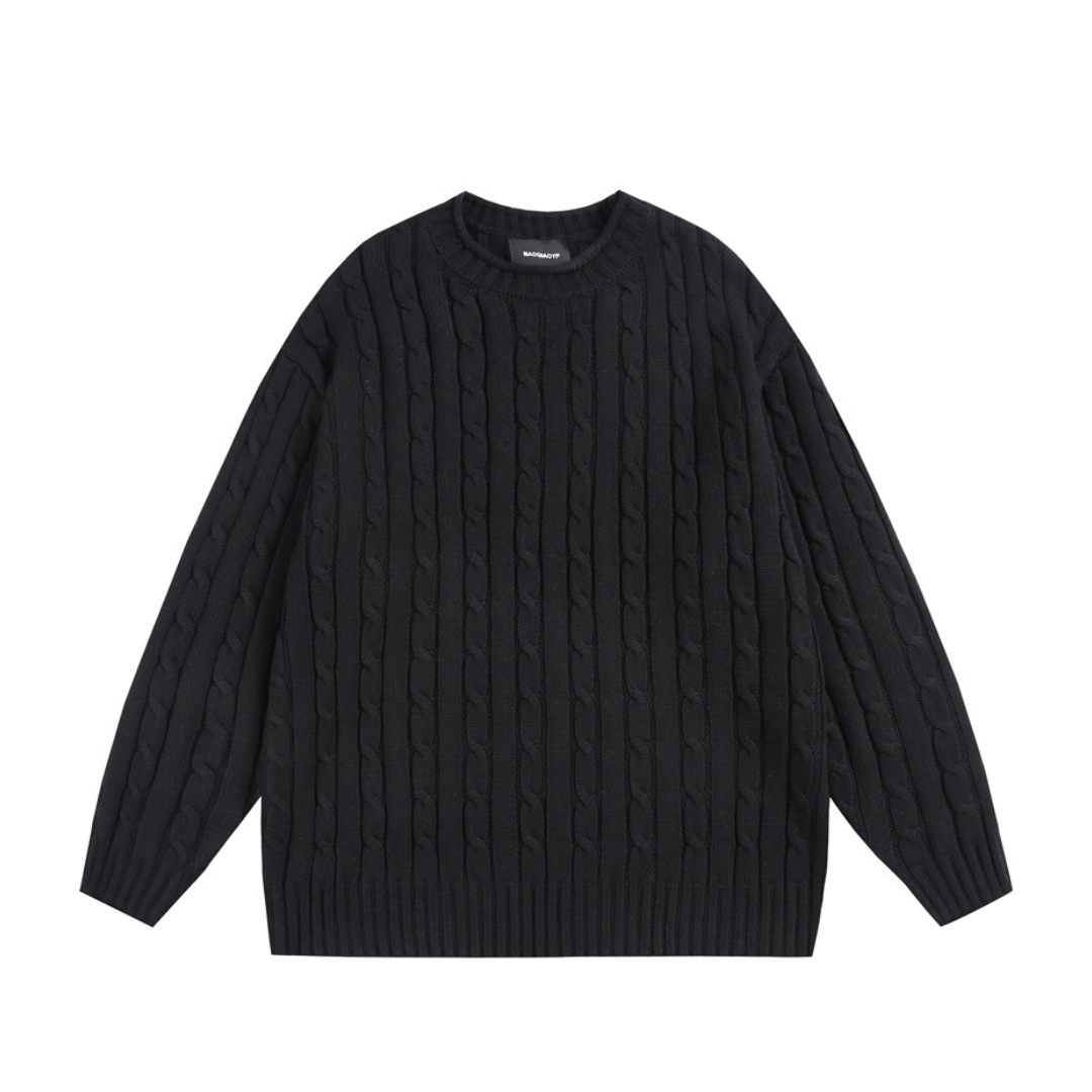 ケーブル編み　クルーネック　ニット　N1031