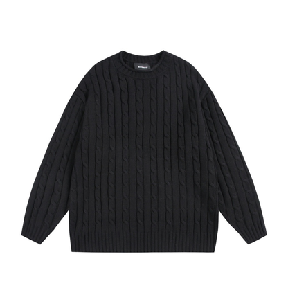 ケーブル編み　クルーネック　ニット　N1031