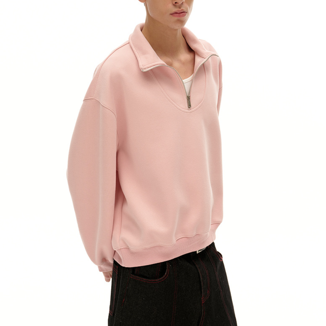 メランジ　ハーフジップ　スウェットシャツ　N1258