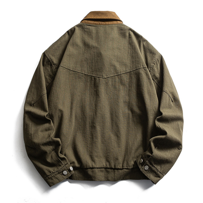 レザーコンビ　スラブコットン　トラッカージャケット　N1667