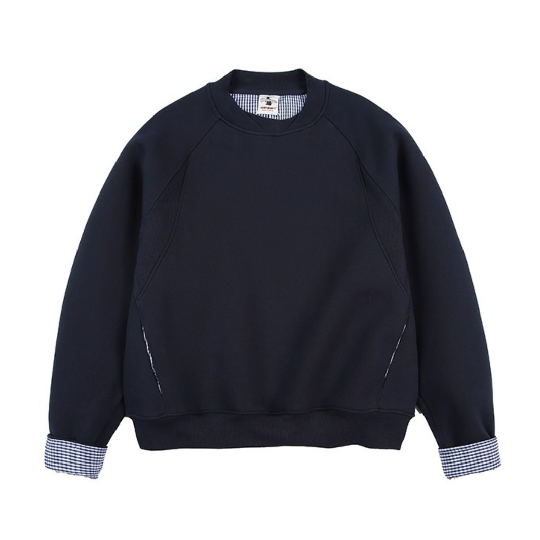 Rolled-Up Check Sweatshirt N1331 ネイビーブルー