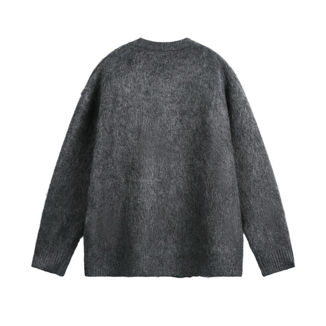 シャギーニット　クルーネック　カーディガン　N940