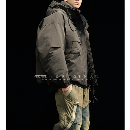 [YMORIGINAL] White Duck Down Zip Pocket Hooded Jacket N852