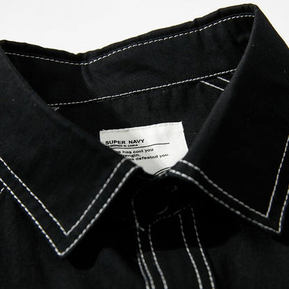 ステッチ デザイン 長袖シャツ　B048