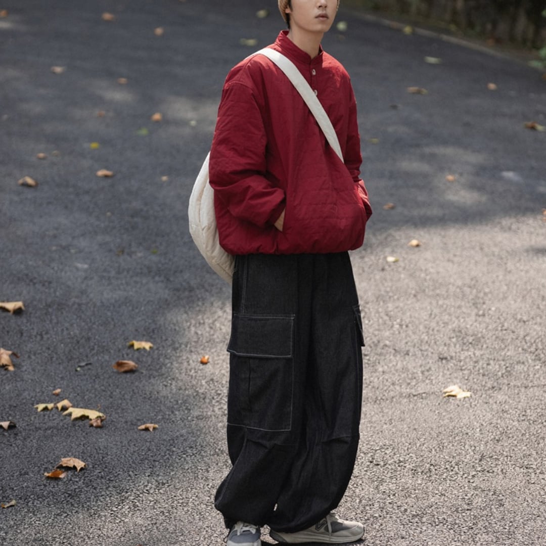 Half button quilted pullover C162