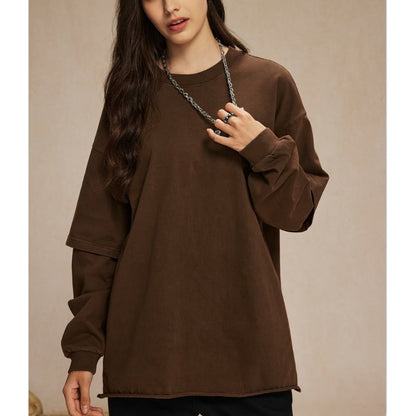 フェイクレイヤード　オーバーダイTシャツ　B540