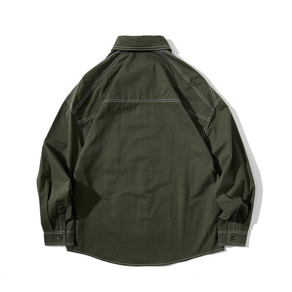 ステッチ デザイン 長袖シャツ　B048