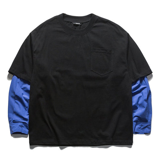 フェイクレイヤード　バイカラーTシャツ　B848