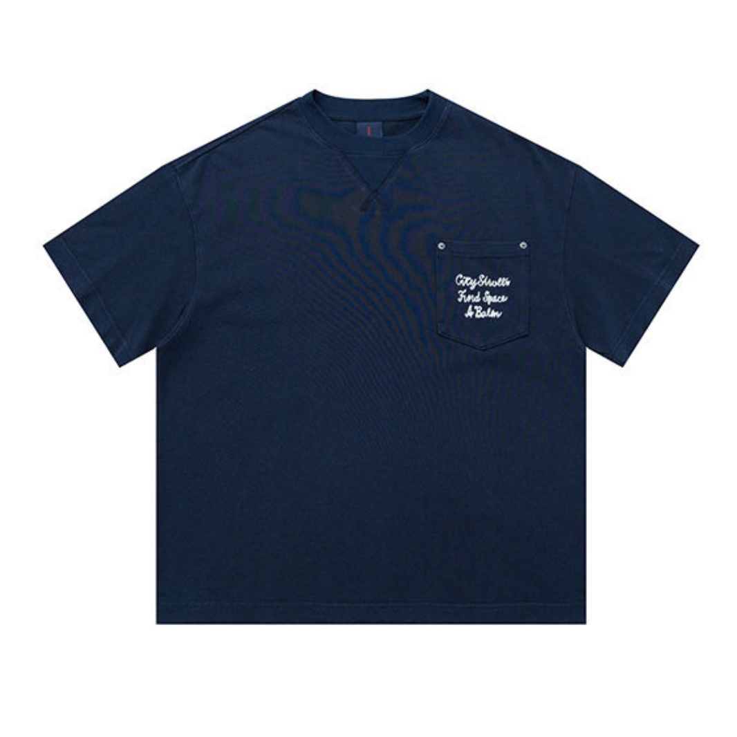 One Point Lettered T-shirt N1621 ダークブルー