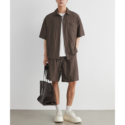 ビスコースナイロン　フラップシャツ　ショートパンツ　セットアップ　N1468