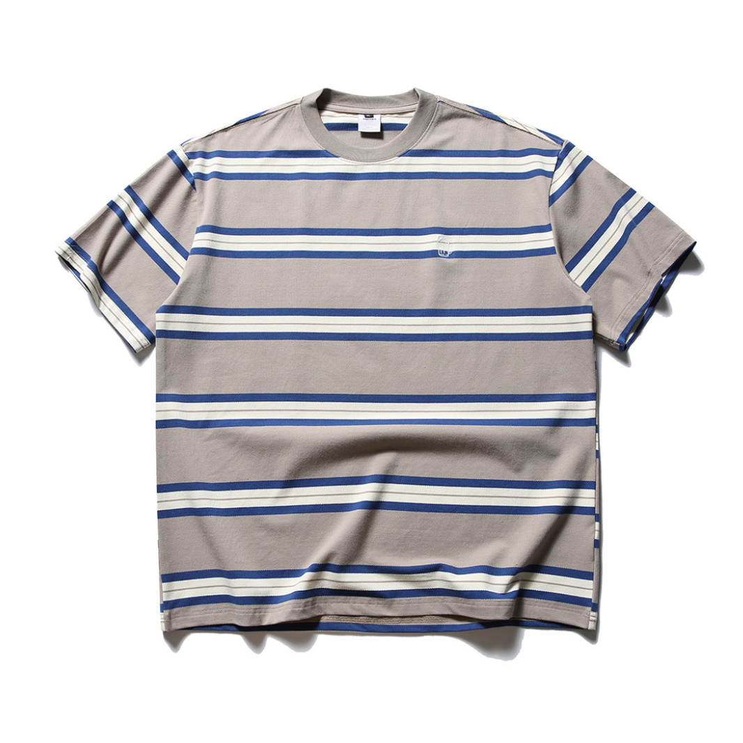 Beerワンポイント　マルチボーダー　Tシャツ　N1528 グレージュ