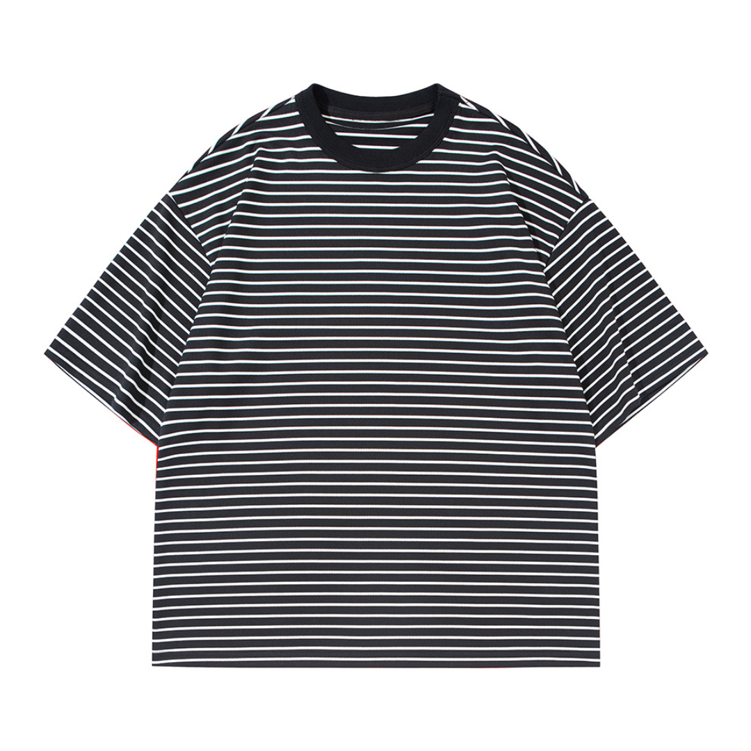 細ボーダー　ストレッチレーヨン　Tシャツ　N1632