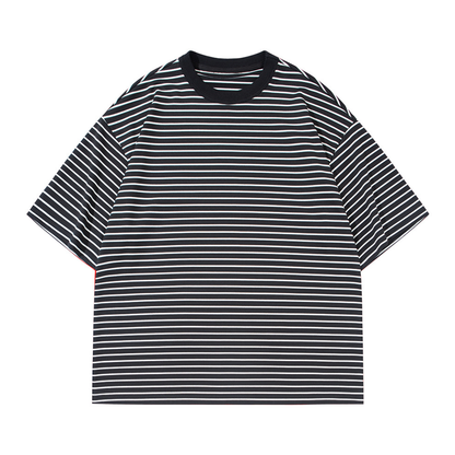 細ボーダー　ストレッチレーヨン　Tシャツ　N1632