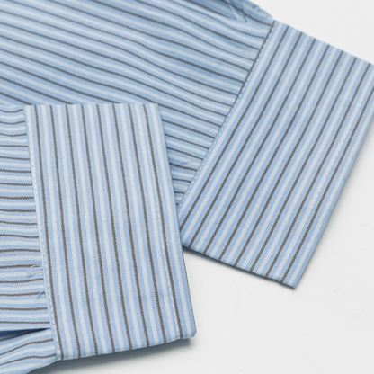 コットンポリ　マルチストライプ　レギュラーシャツ　N1273