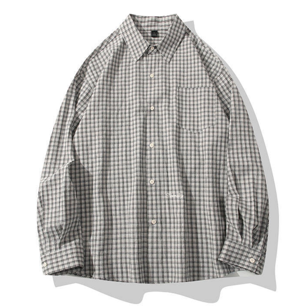 Point Logo Graph Check Shirt N1251 グレー