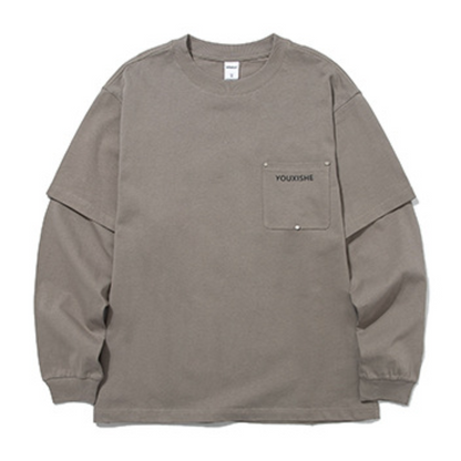 YOUXISHE　フェイクレイヤード　長袖Tシャツ　N033
